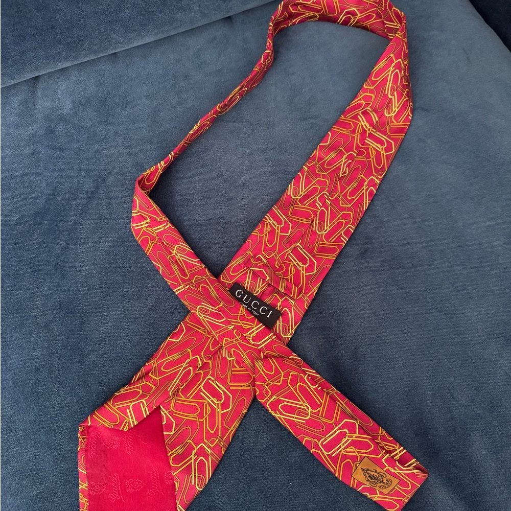 Gucci Men’s 100% Seta Silk Tie Made In Italy - Picture 5 of 8